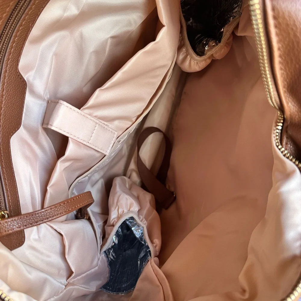 Kaela Marie Large Diaper Bag Backpack, Vegan Leather Travel Tote with Brown‎